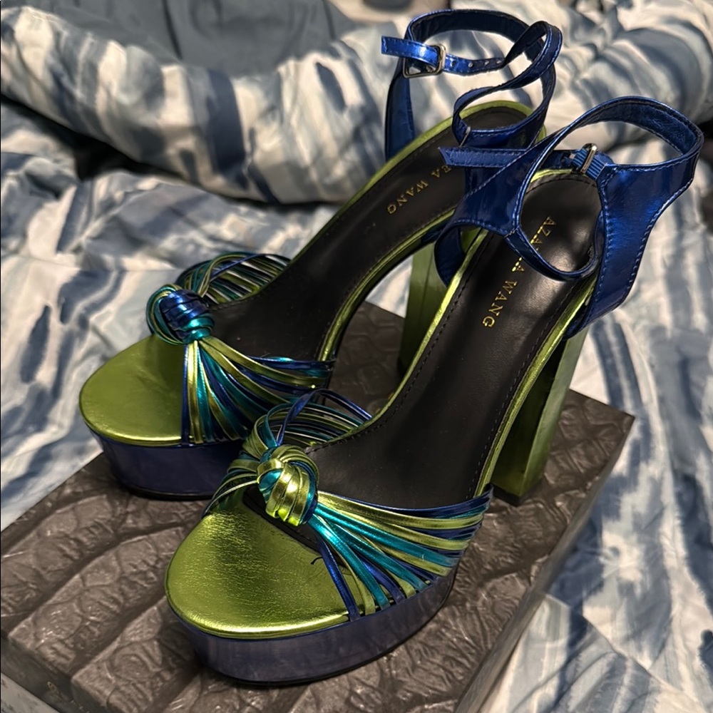 Elegant Blue and Green Platform Heels